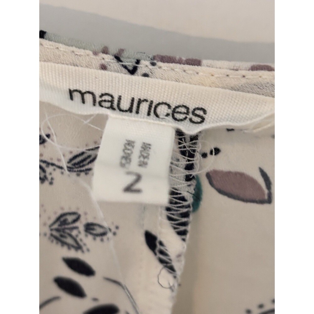 Maurices Cream Floral V-neck Blouse with Yellow & Green Accents - Picture 4 of 8